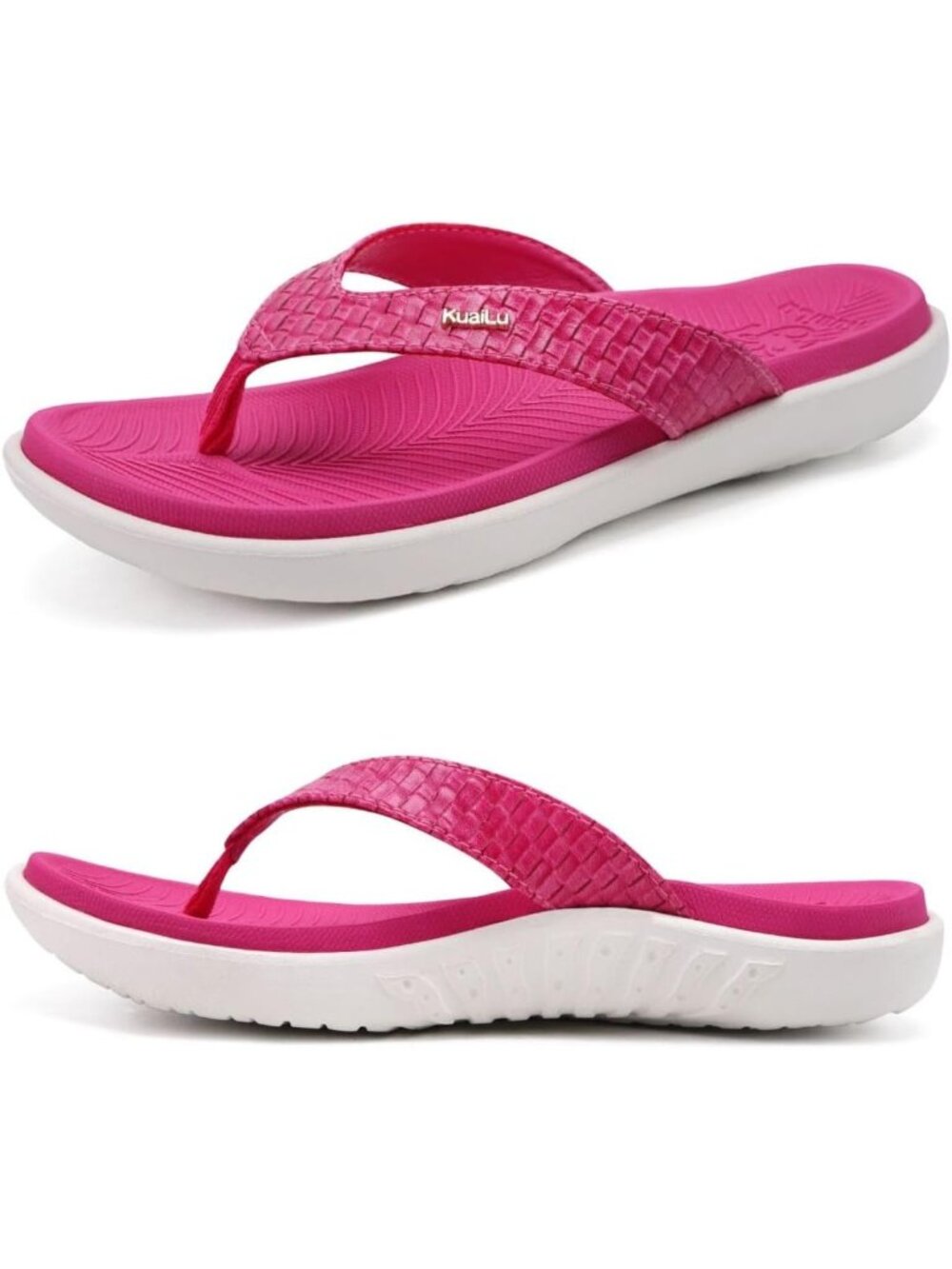 Women's Rose White Arch Support Yoga Mat Thong Slip On Flip Flop Sandal Shoes